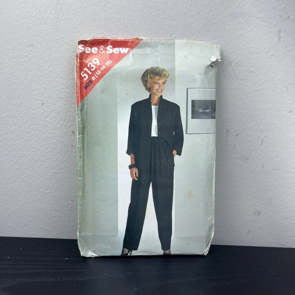 Vintage Butterick See‎ & Sew 5139 Misses Jacket & Pants Pattern Size B 12-14-16